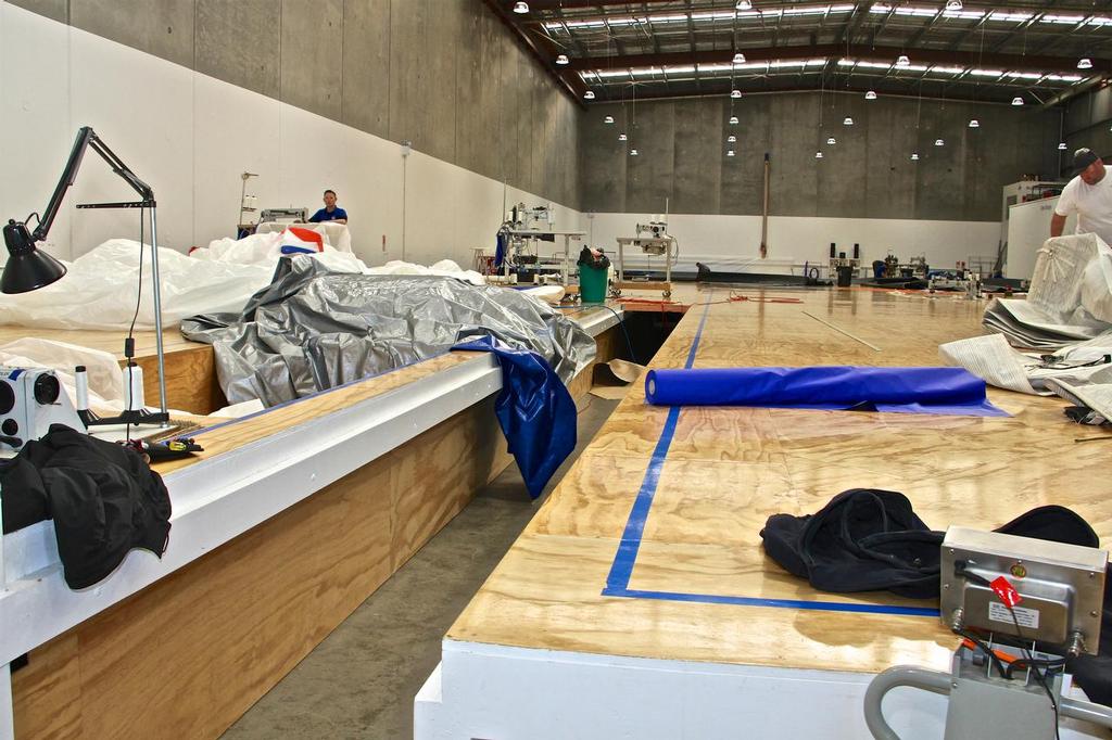 A feature of the loft floor is the removable sections for access, or to wheel in a sewing machine  - North Sails NZ Loft - July 20, 2016 © Richard Gladwell www.photosport.co.nz